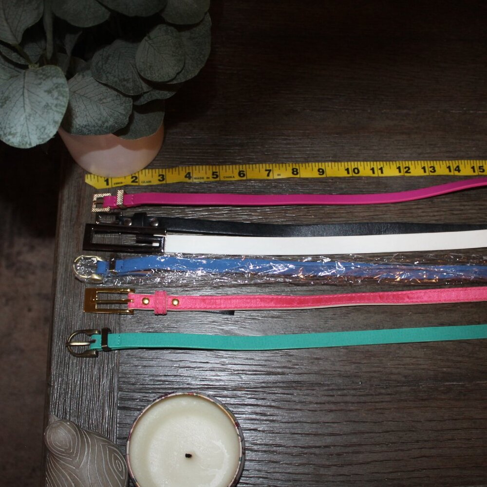 womens skinny faux leather dress belts lot of 6